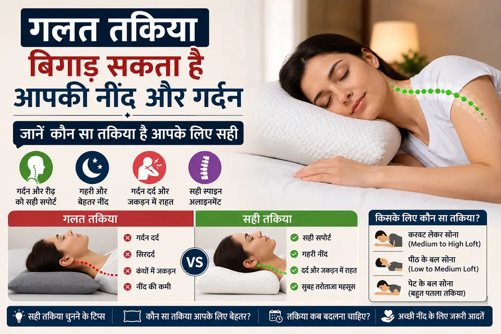 गलत तकिया नींद और गर्दन दर्द का कारण बन सकता है, सही तकिया चुनने की जानकारी