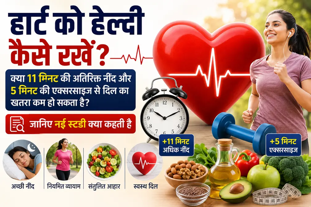 हार्ट को हेल्दी कैसे रखें – अच्छी नींद, नियमित एक्सरसाइज और संतुलित आहार के साथ स्वस्थ दिल को दर्शाती सांकेतिक तस्वीर