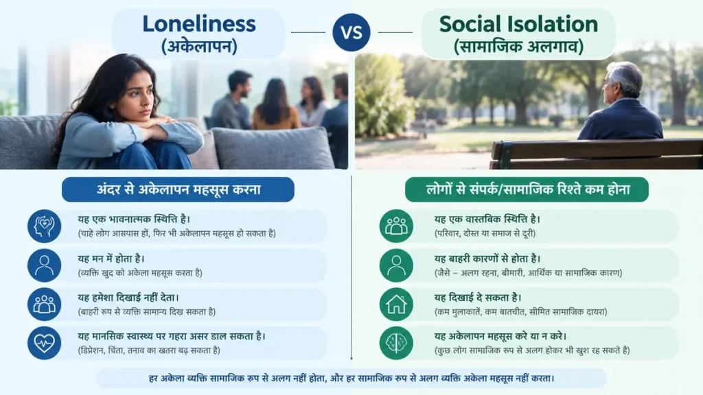 अकेलापन और सामाजिक अलगाव के बीच अंतर