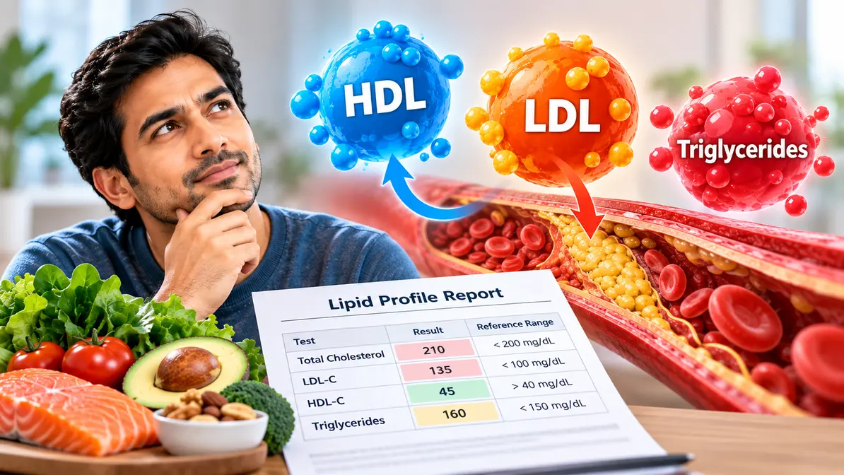 कोलेस्ट्रॉल, LDL, HDL और ट्राइग्लिसराइड्स को समझाती लिपिड प्रोफाइल रिपोर्ट